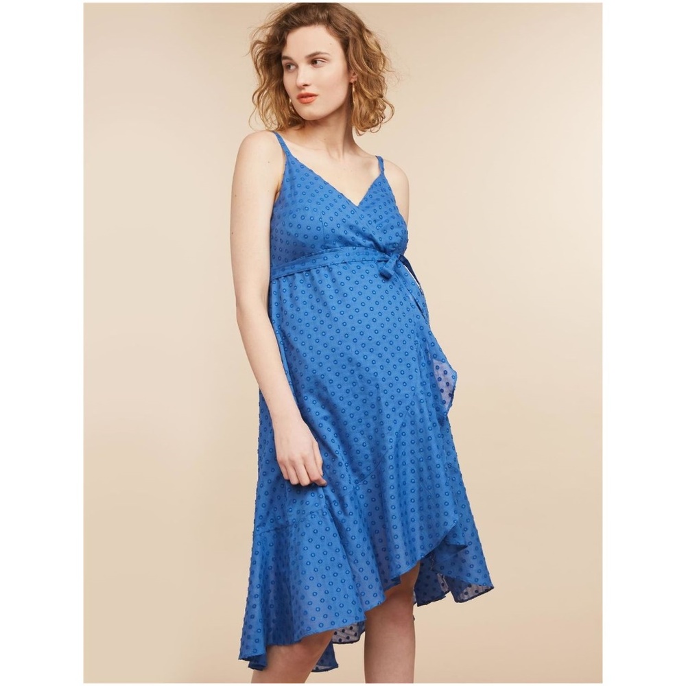 New MIMI Blue Flounce Maternity Wrap Dress NWT D9 - Picture 8 of 8